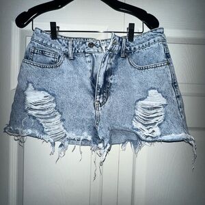 Forever 21 Light Blue Distressed Jean Shorts